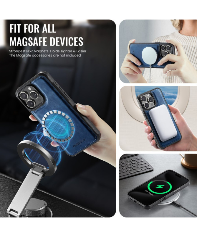 Coque iPhone 16 Pro Max Simili Cuir Vintage & Portefeuille Magnétique