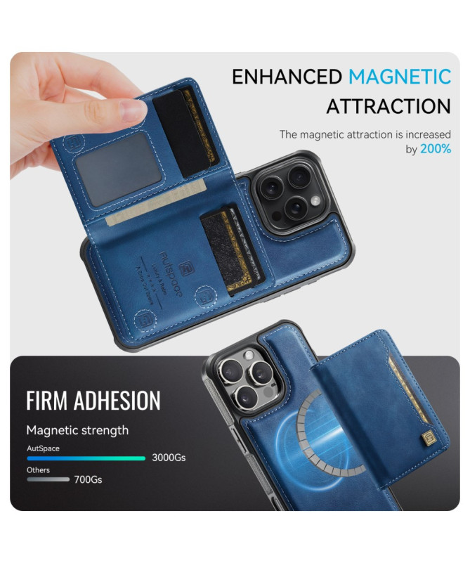 Coque iPhone 16 Pro Max Simili Cuir Vintage & Portefeuille Magnétique