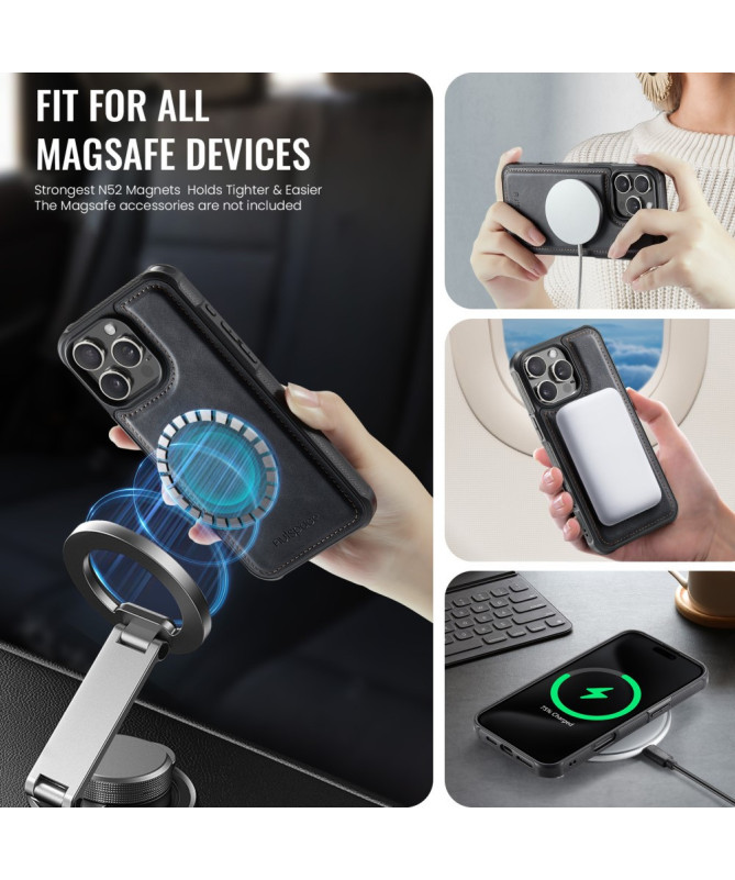 Coque iPhone 16 Pro Max Simili Cuir Vintage & Portefeuille Magnétique