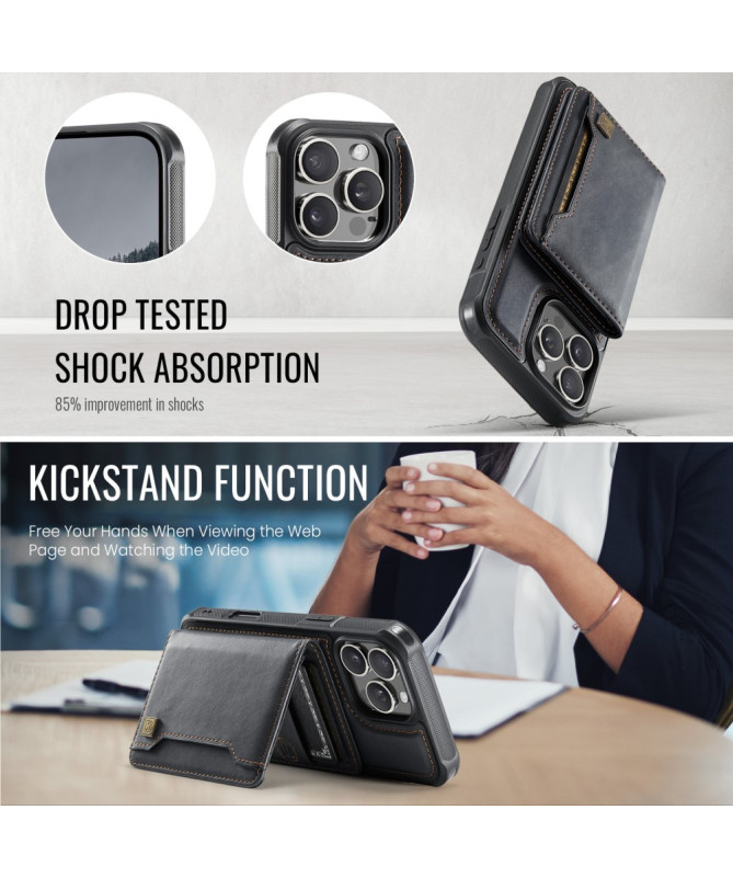 Coque iPhone 16 Pro Max Simili Cuir Vintage & Portefeuille Magnétique