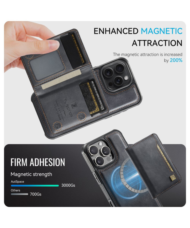 Coque iPhone 16 Pro Max Simili Cuir Vintage & Portefeuille Magnétique