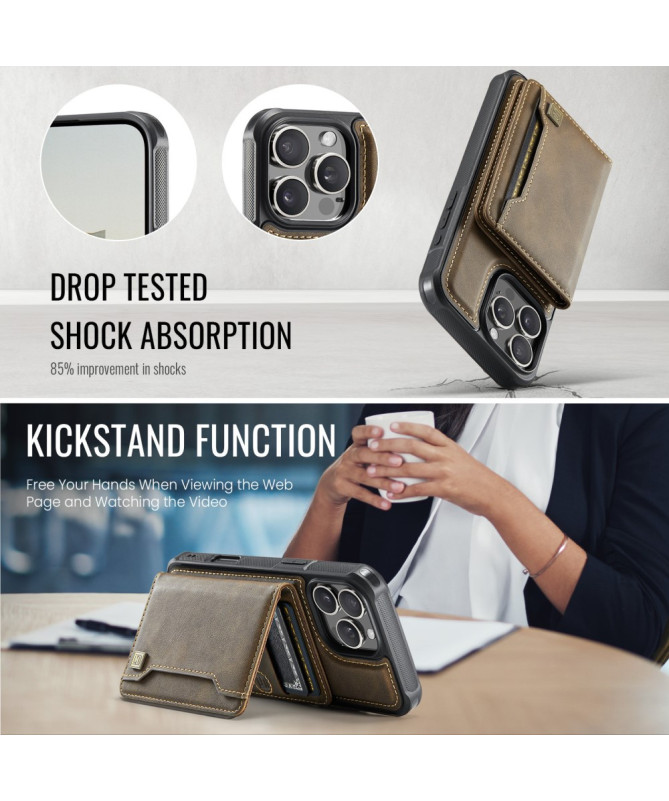 Coque iPhone 16 Pro Max Simili Cuir Vintage & Portefeuille Magnétique