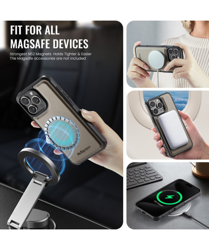 Coque iPhone 16 Pro Max Simili Cuir Vintage & Portefeuille Magnétique