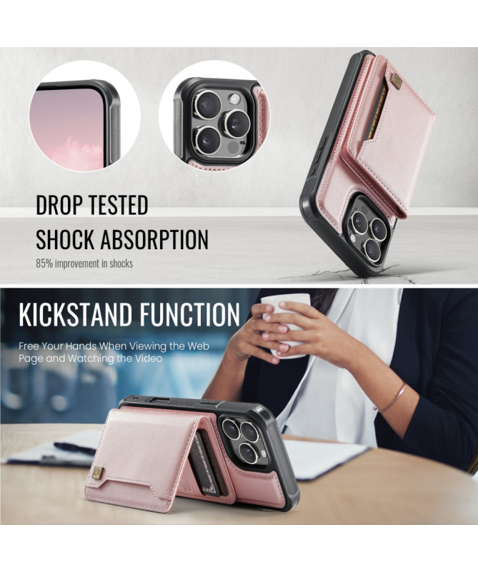 Coque iPhone 16 Pro Max Simili Cuir Vintage & Portefeuille Magnétique