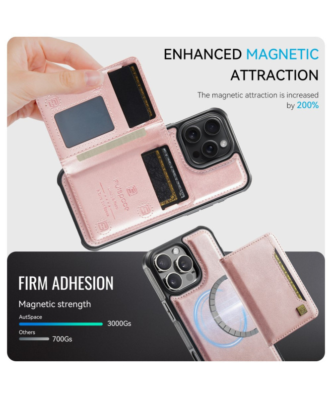 Coque iPhone 16 Pro Max Simili Cuir Vintage & Portefeuille Magnétique