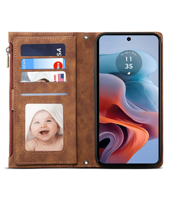 Irène - Housse Motorola Edge 50 Neo Portefeuille à Lanière