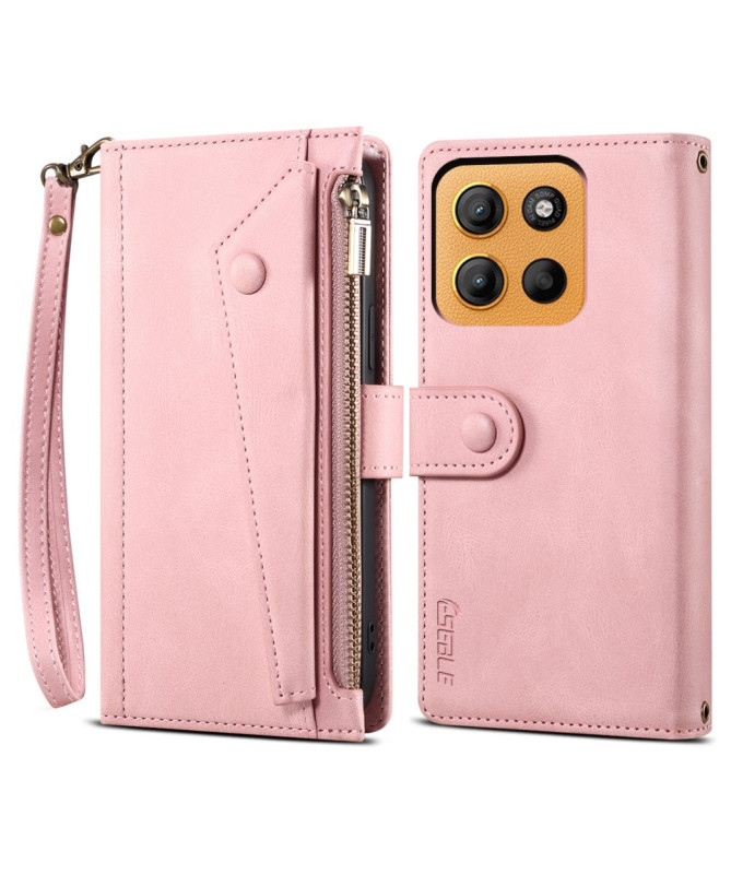 Irène - Housse Motorola Edge 50 Neo Portefeuille à Lanière
