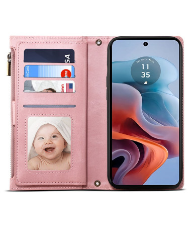 Irène - Housse Motorola Edge 50 Neo Portefeuille à Lanière Rose - photo 11