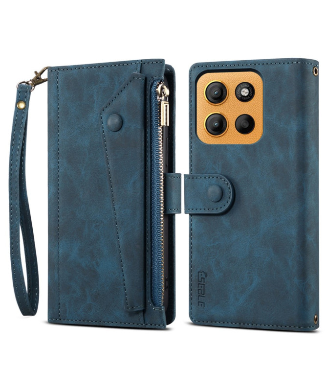 Irène - Housse Motorola Edge 50 Neo Portefeuille à Lanière