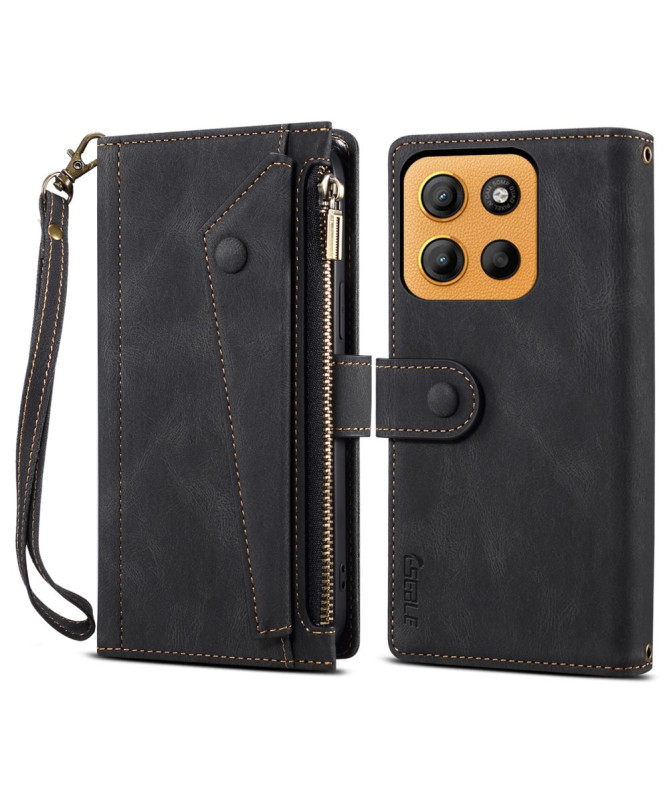 Irène - Housse Motorola Edge 50 Neo Portefeuille à Lanière