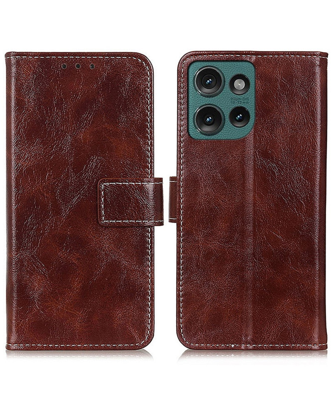 Housse Motorola Edge 50 Neo effet cuir luxueux coutures