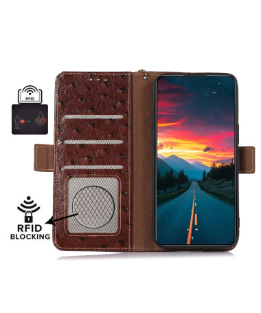 Housse Motorola Edge 50 Neo Cuir Effet Peau d'Autruche Marron - photo 2