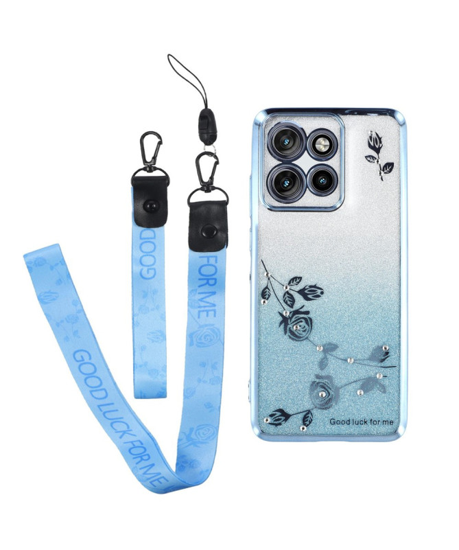 Coque Motorola Edge 60 Neo/50 Neo Glamour Glitz avec Sangle