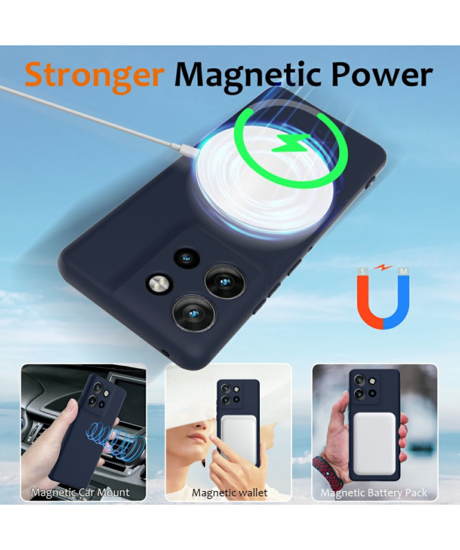 Coque Motorola Edge 50 Silicone Liquide MagSafe, Lanière