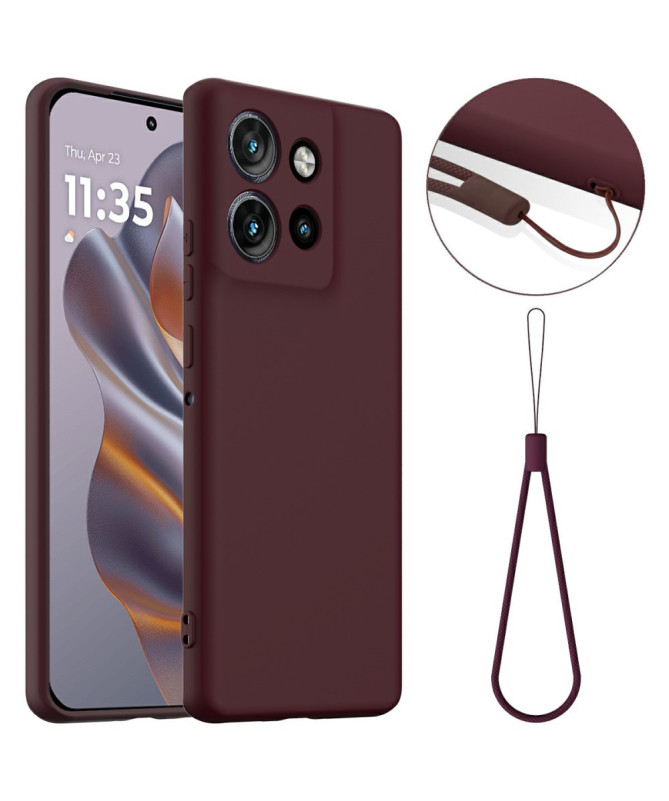 Coque Motorola Edge 50 Silicone Liquide MagSafe, Lanière