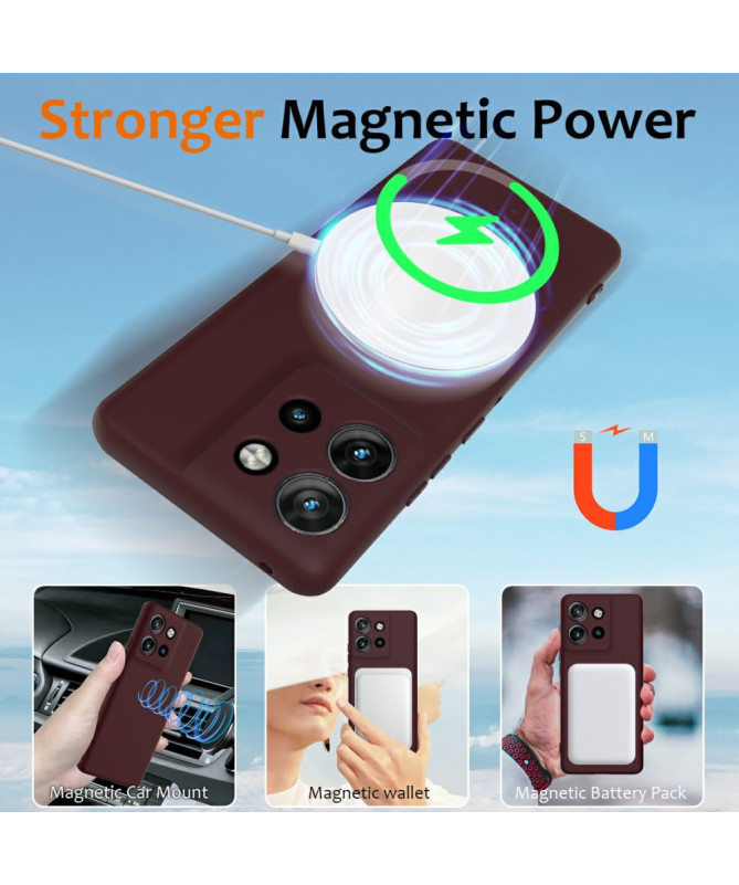 Coque Motorola Edge 50 Silicone Liquide MagSafe, Lanière