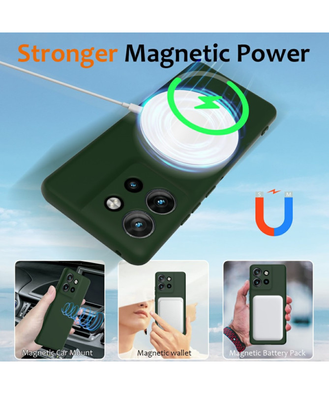 Coque Motorola Edge 50 Silicone Liquide MagSafe, Lanière