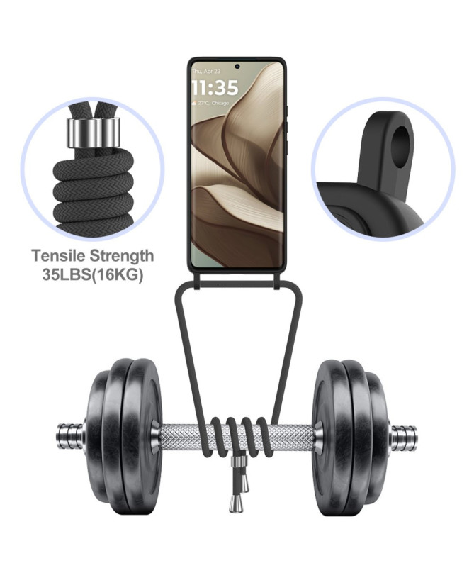 Coque Motorola Edge 50 Silicone Liquide à Cordon et Porte-carte