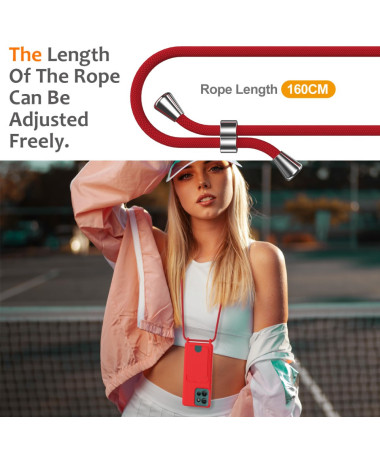 Coque Motorola Edge 50 Silicone Liquide à Cordon et Porte-carte