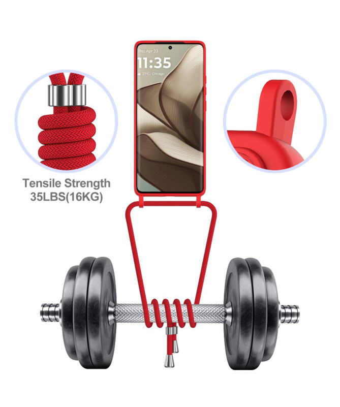 Coque Motorola Edge 50 Silicone Liquide à Cordon et Porte-carte