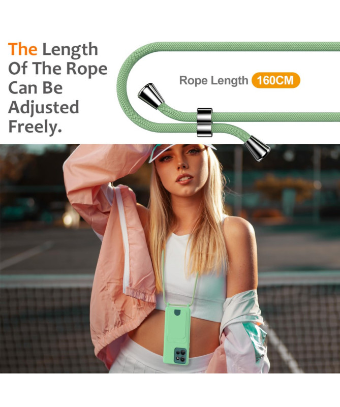 Coque Motorola Edge 50 Silicone Liquide à Cordon et Porte-carte