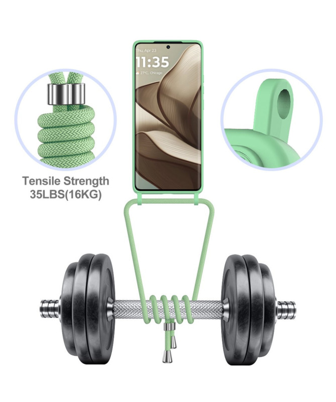 Coque Motorola Edge 50 Silicone Liquide à Cordon et Porte-carte