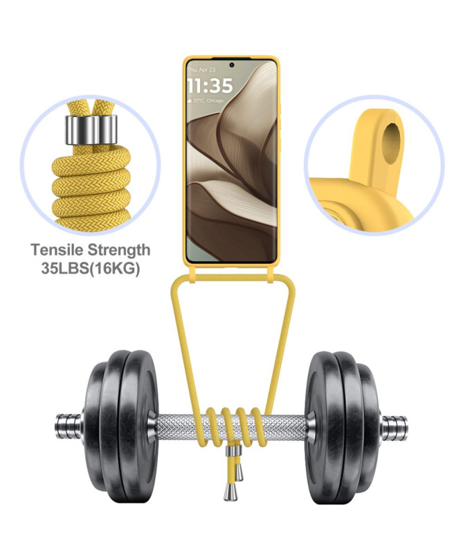 Coque Motorola Edge 50 Silicone Liquide à Cordon et Porte-carte