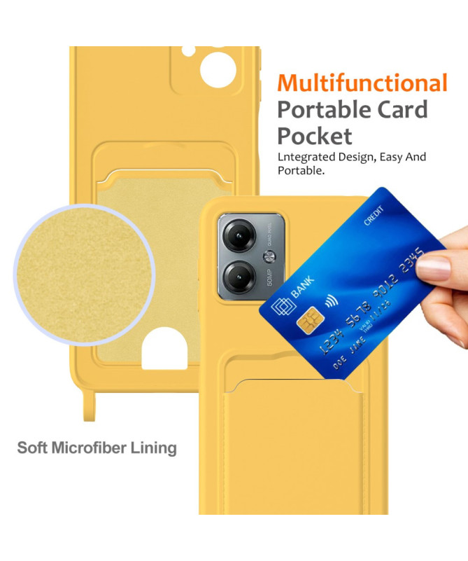 Coque Moto G14 Silicone Liquide à Cordon et Porte-carte