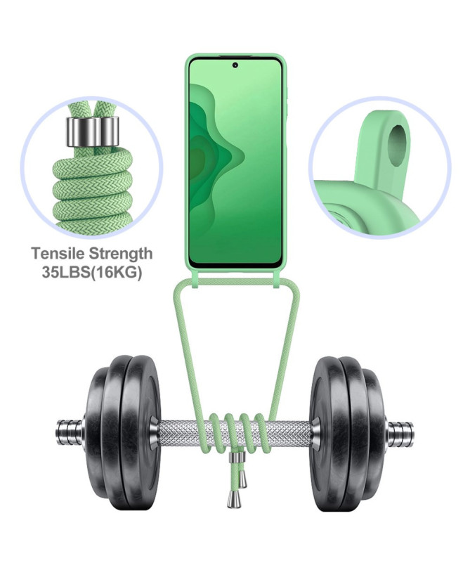 Coque Moto G14 Silicone Liquide à Cordon et Porte-carte