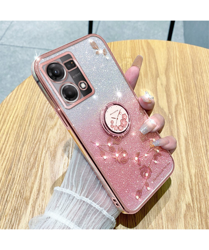 Coque Oppo Reno 7 Glamour Glitz avec Anneau