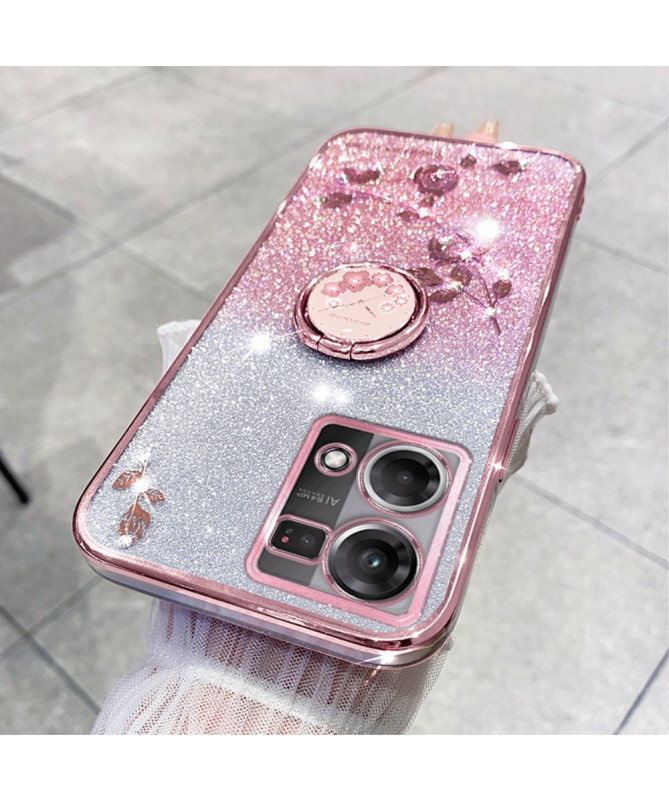 Coque Oppo Reno 7 Glamour Glitz avec Anneau