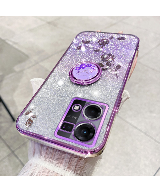 Coque Oppo Reno 7 Glamour Glitz avec Anneau