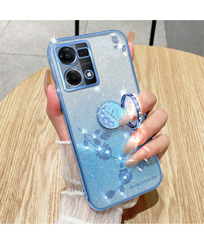 Coque Oppo Reno 7 Glamour Glitz avec Anneau