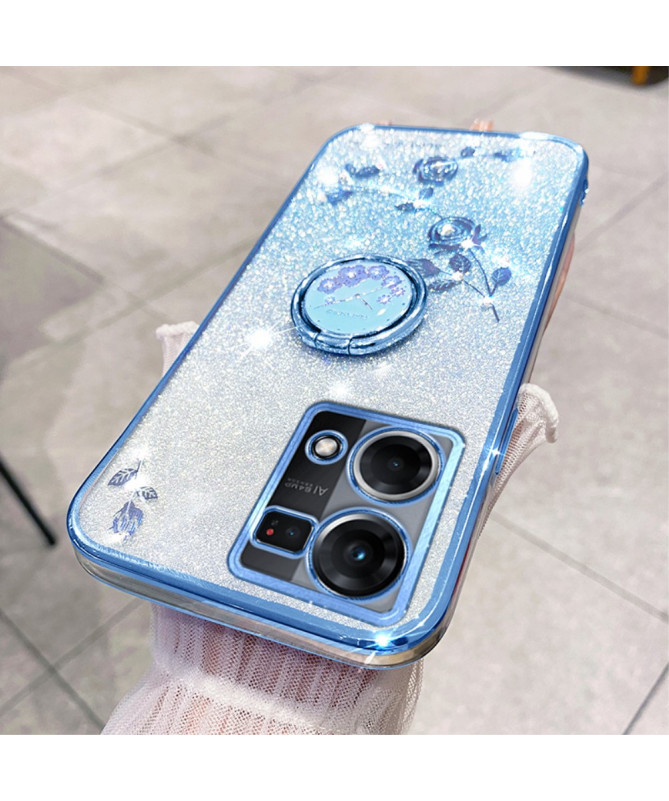 Coque Oppo Reno 7 Glamour Glitz avec Anneau