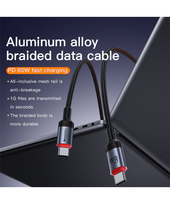 VOLT-LINK | Câble USB-C vers USB-C 60W, charge rapide 2M