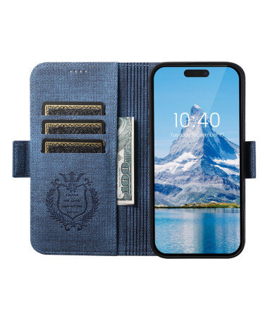 Housse iPhone 16 Pro SUTENI Texture Lin Bleu marine - photo 13