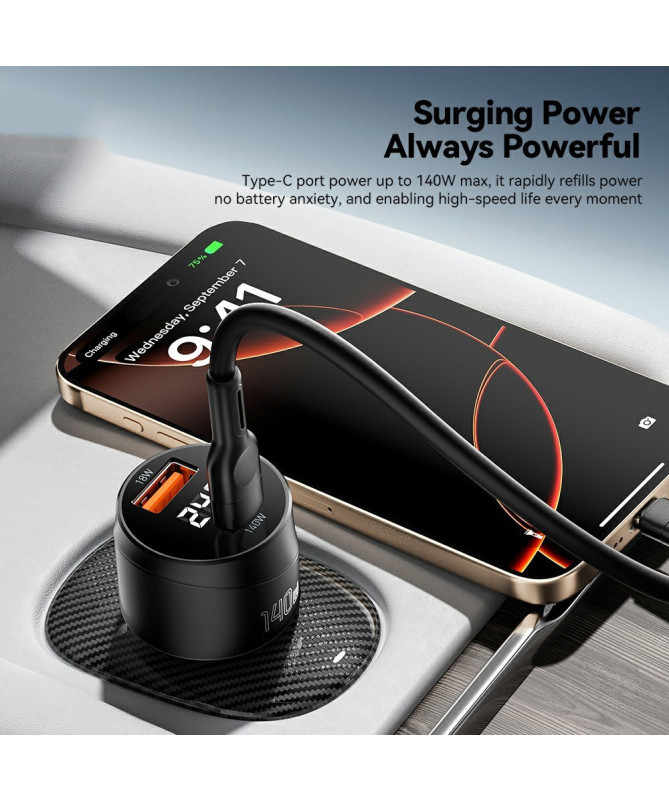 VOLT RUSH | Chargeur voiture 73W double USB, écran digital