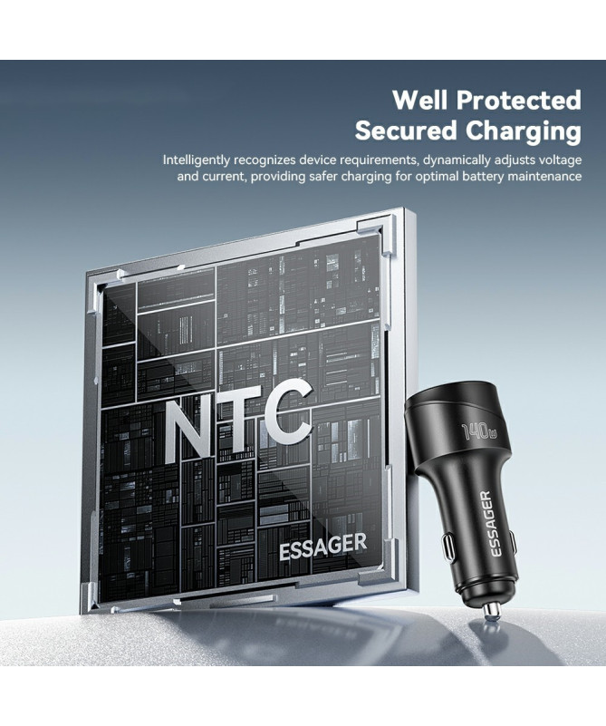 VOLT RUSH | Chargeur voiture 73W double USB, écran digital