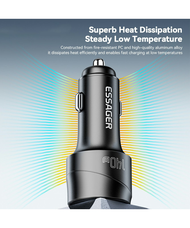 VOLT RUSH | Chargeur voiture 73W double USB, écran digital