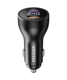 Chargeur voiture 73W double USB, affichage digital