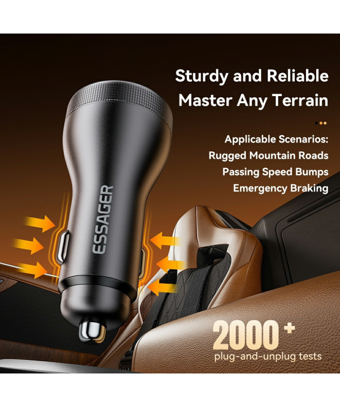 Chargeur voiture 73W double USB, affichage digital