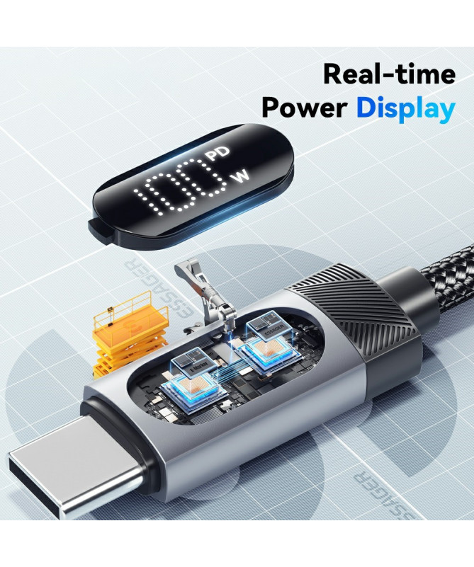 Câble USB-C vers USB-C 100W, affichage digital, 1M