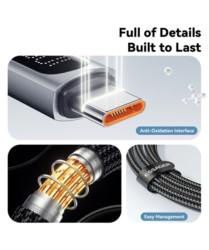 Câble USB-C vers USB-C 100W, affichage digital, 1M