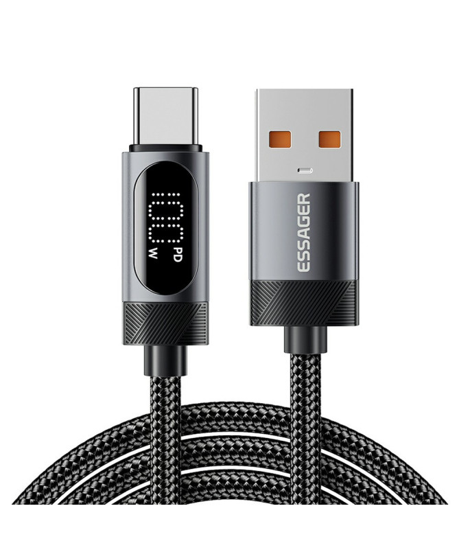 Câble USB-A vers USB-C 7A, affichage digital, 2M