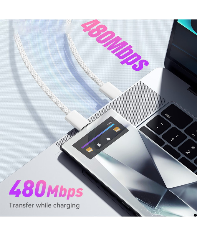 Câble USB-C vers USB-C, 1M, 60W, charge rapide