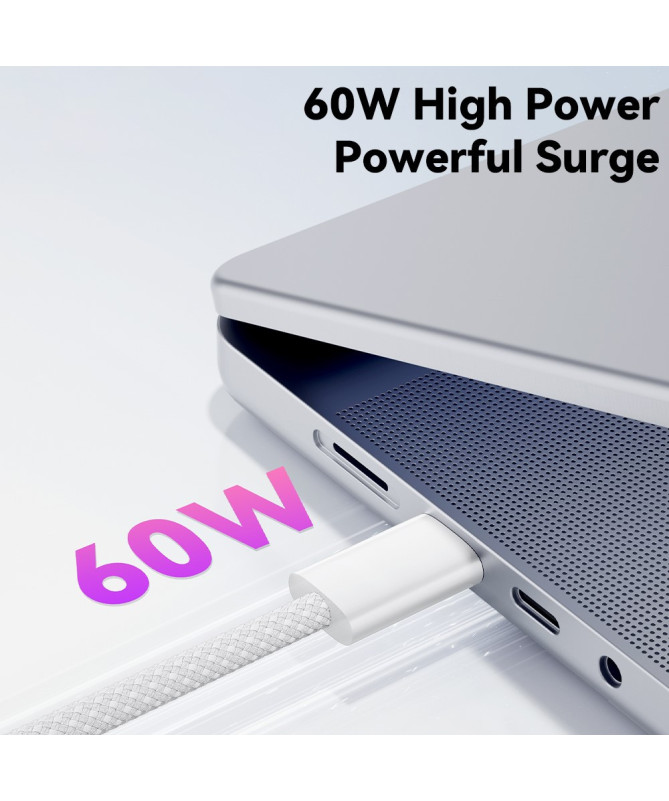 Câble USB-C vers USB-C, 1M, 60W, charge rapide