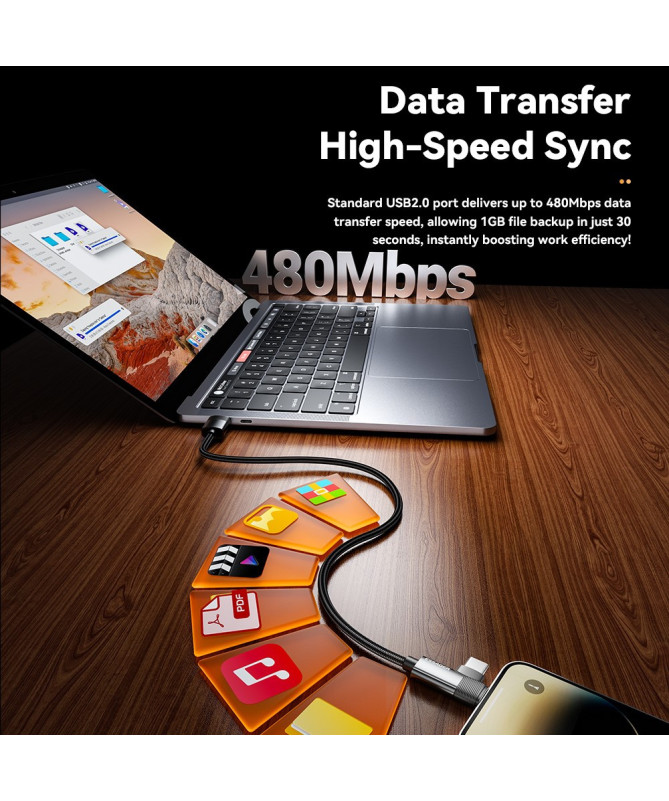 DUO LINK | Câble 2-en-1 USB-A vers Lightning + Type-C, 2M, 3A