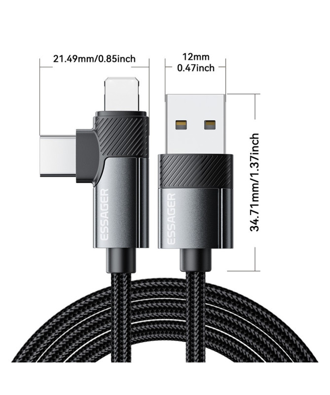 DUO LINK | Câble 2-en-1 USB-A vers Lightning + Type-C, 2M, 3A
