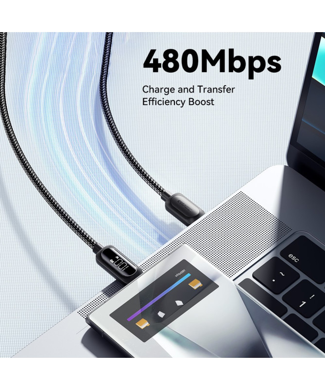 Câble USB-C 100W avec Affichage Digital – 3m