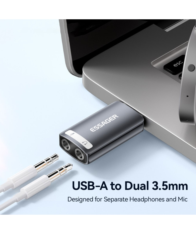 Adaptateur Audio USB vers Double Jack 3.5mm